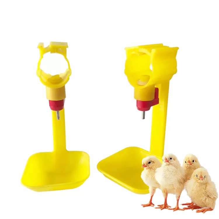 Poultry Chicken Duck Hanging Drinking Water Nipple Drinker Feeder With Cup New