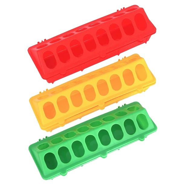 Chicken Feeder Flip-Top Poultry Feeder with 16 Holes Flip Top Bird Small Poultry Feeder 30cm Long