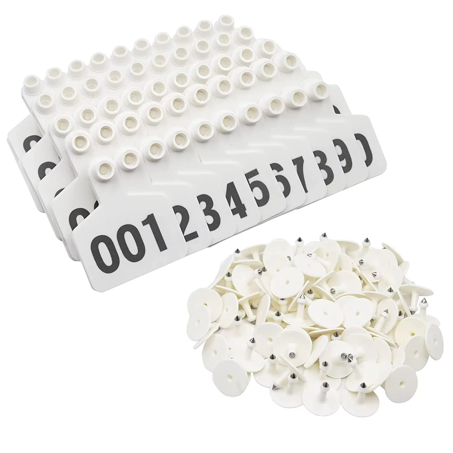 100PCS in One Bag Plastic Cattle Pig Sheep Ear Marking Tag White Animal Square Ear Tag for Cows