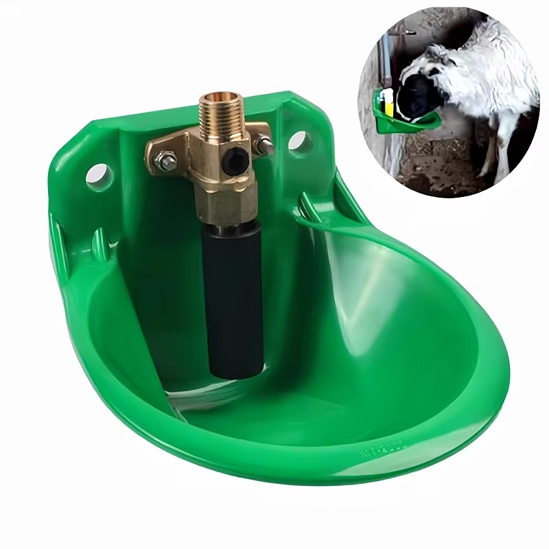 Copper Valve Sheep Goat Water Bowl Green Plastic Durable Water Bowl for Sheep Goat Drinking Bowl