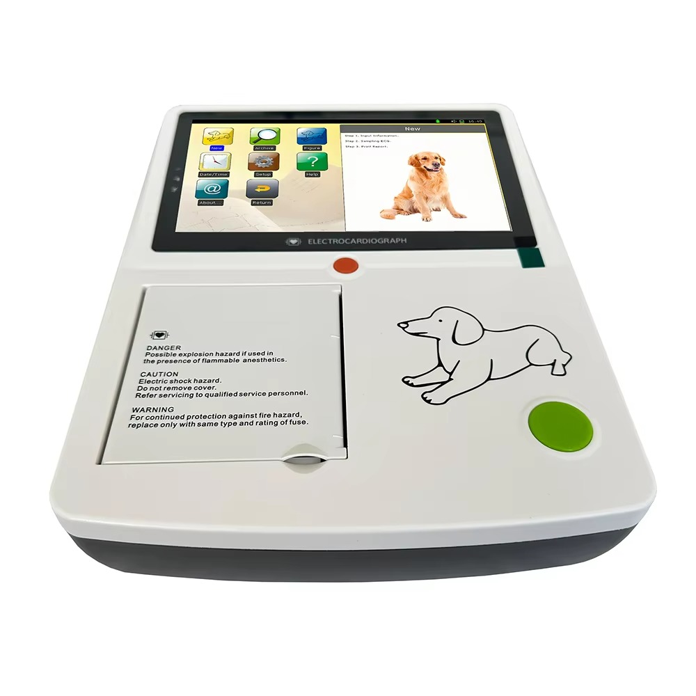 Portable Veterinary ECG Monitor for Livestock and Pets with a 7-inch Color Touchscreen and Built-in Printer