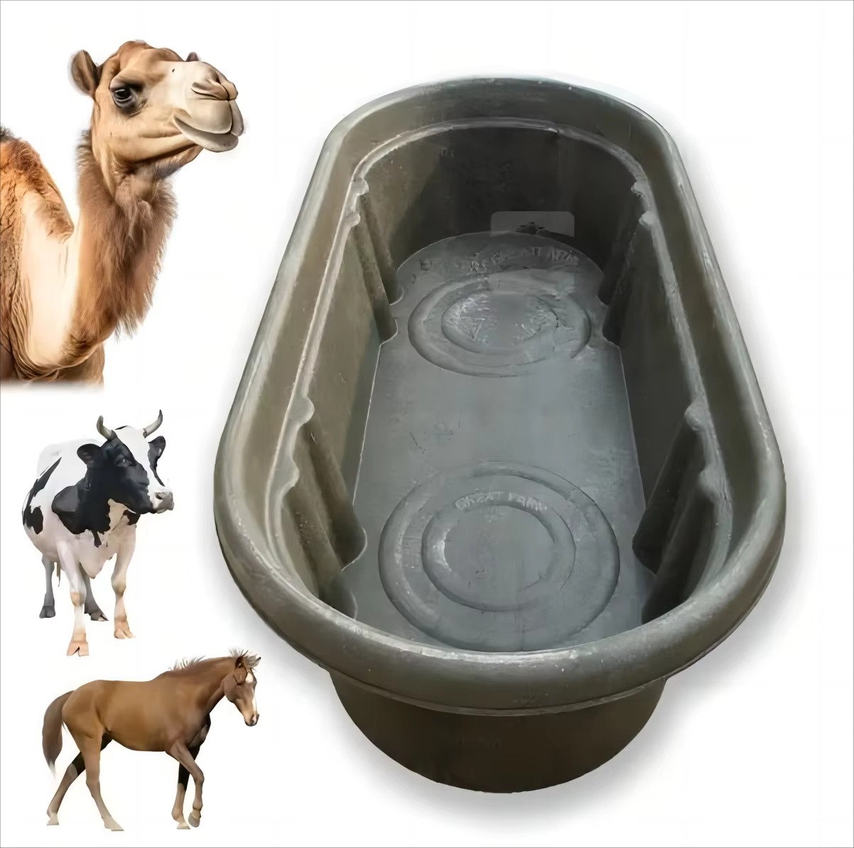 Top Selling Model CFC 140 Camel Cattle Horse Equipment Feeder PP Thickened Black Trough for Camel Horse Cattle Farm