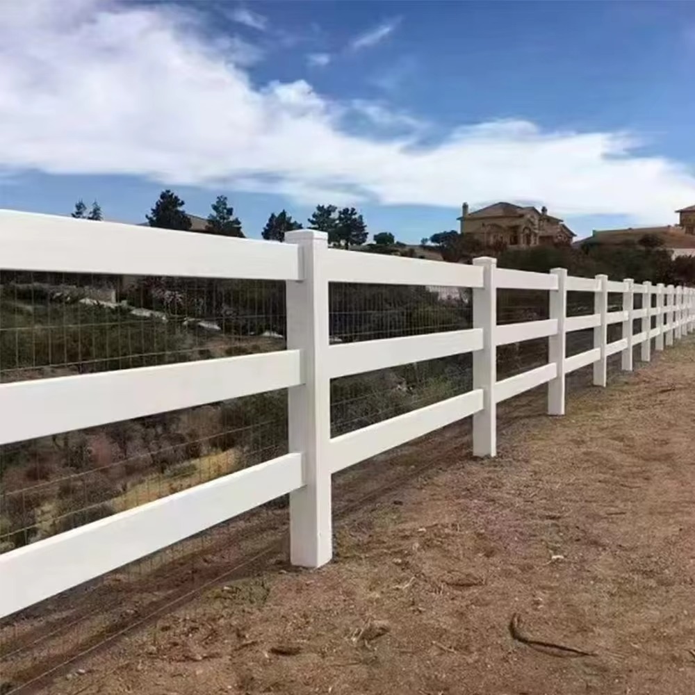 Horse Sheep Farm Hot Sale Racecourse Horse White PVC Three Pole Fence Custom Size Lattice Horse Ring Stable