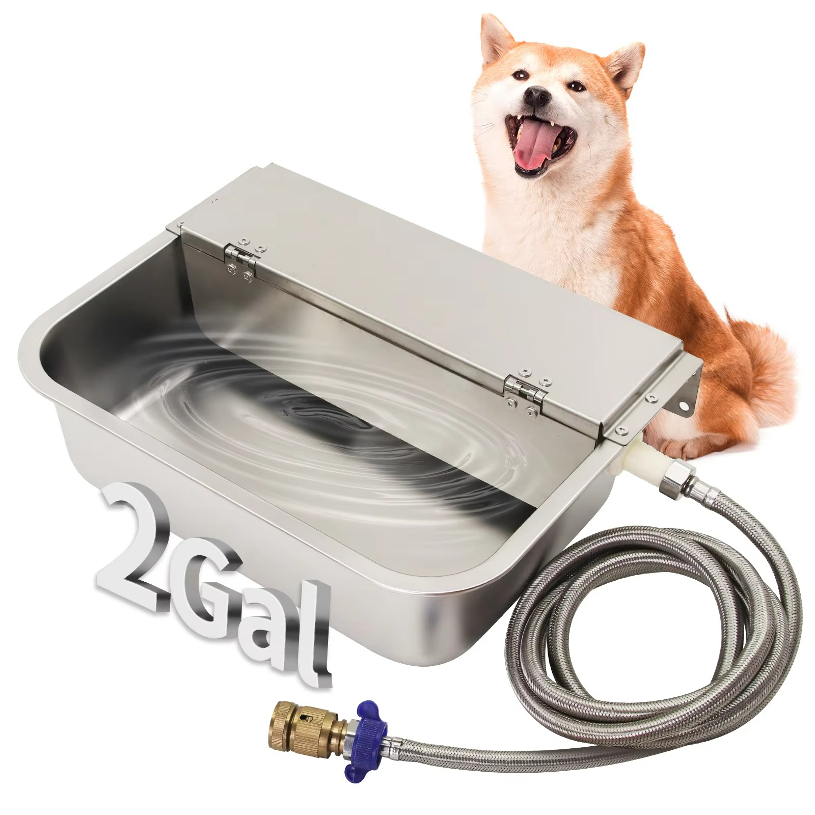 Stainless Steel Animal Water Bowl Large Capacity Drinker Set Wall-mounted Water Bowl for Dog Pig Horse Cattle